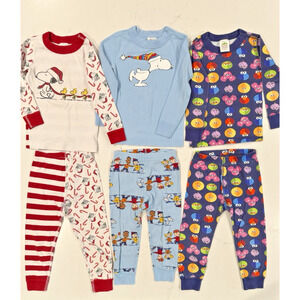 LOT OF 3 HANNA ANDERSSON Pajamas Size 3T Long Sleeve Peanuts Snoopy Sesame St